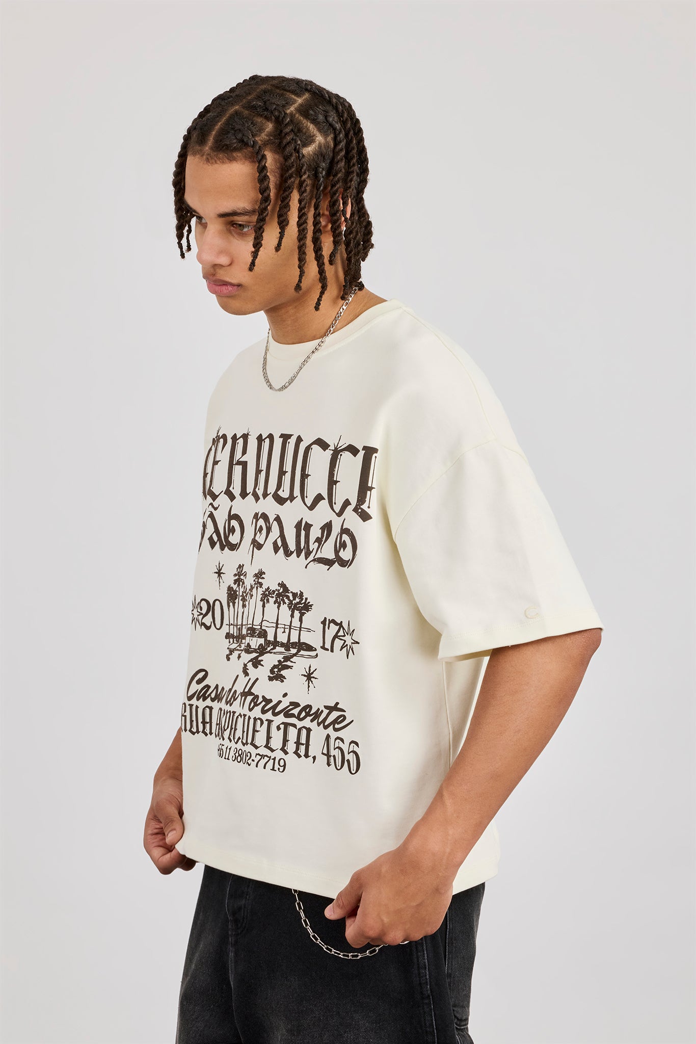 Boxy Sao Paulo Grafik-T-Shirt - Off White
